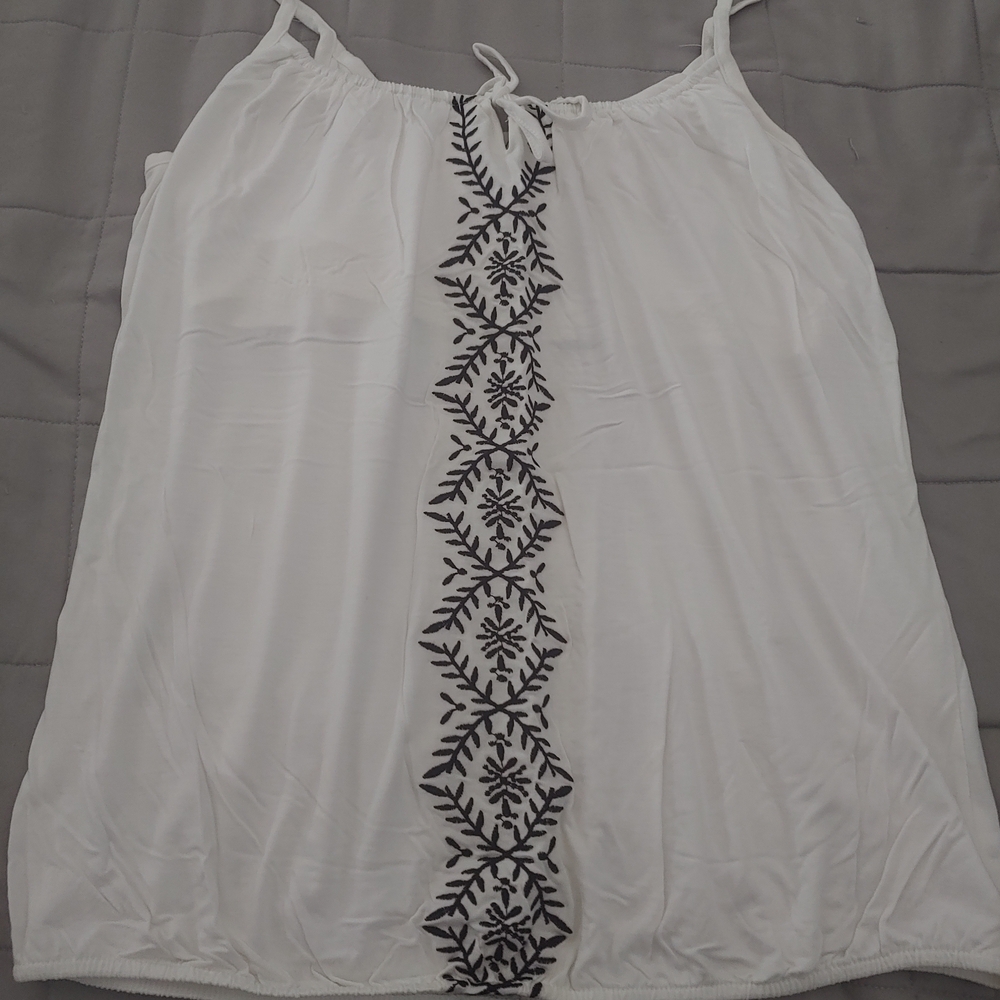Old Navy White Camisole with Black Embroidery